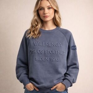 Valerenga IF Oslo Football Club Sweatshirt Blue Embossed Crewneck Mens Medium